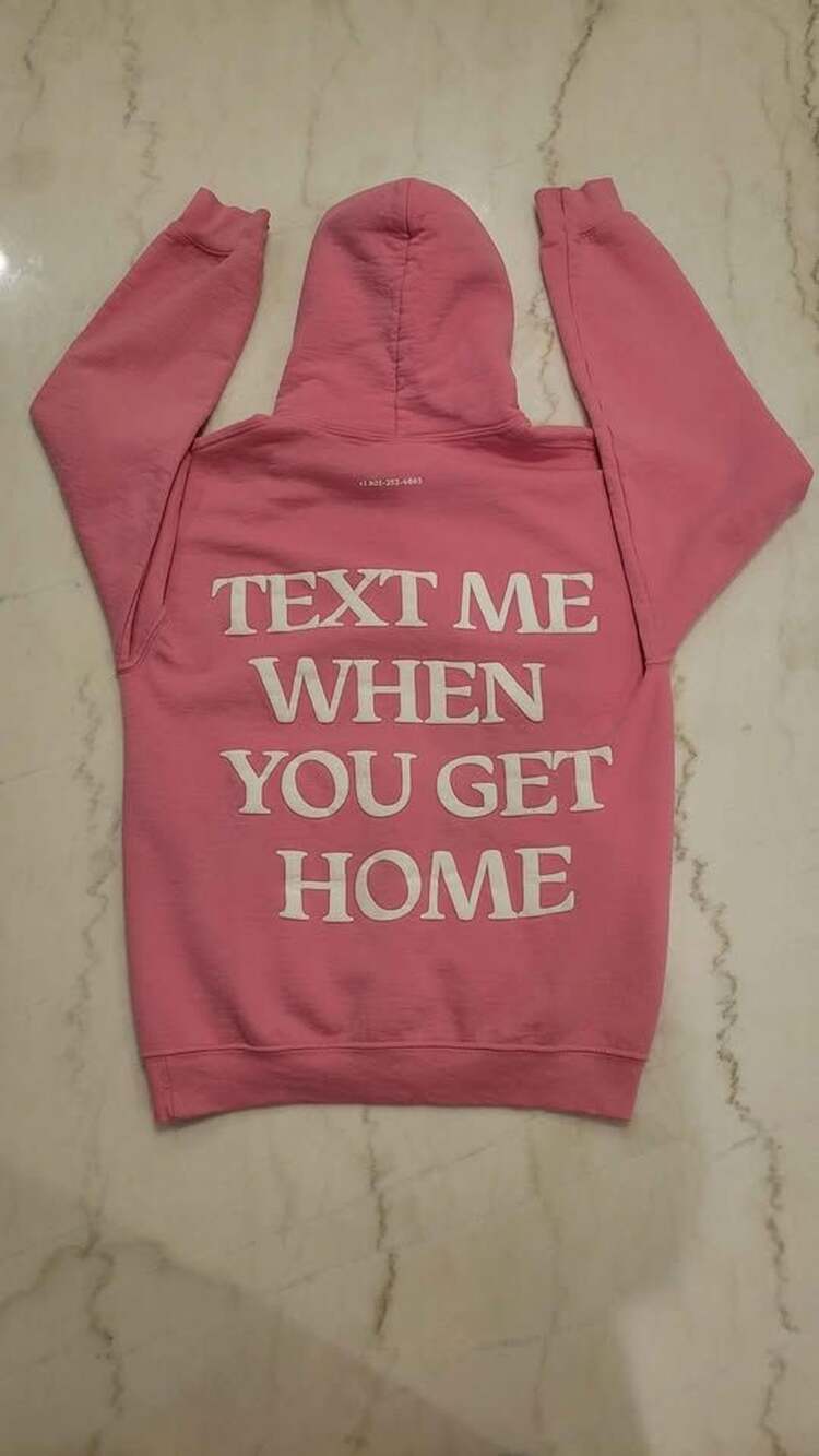 pink Lonely Ghost Text Me When You Get Home Hoodie